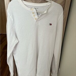 Tommy Hilfiger White Henley Long Sleeve Shirt